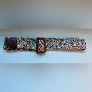 Vintage Cacharel LIBERTY print fabric woven belt with leather Buckle